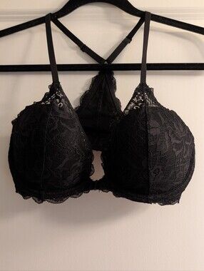 Victoria's Secret Pink Brand Black Lace T-Back Push-Up Bra